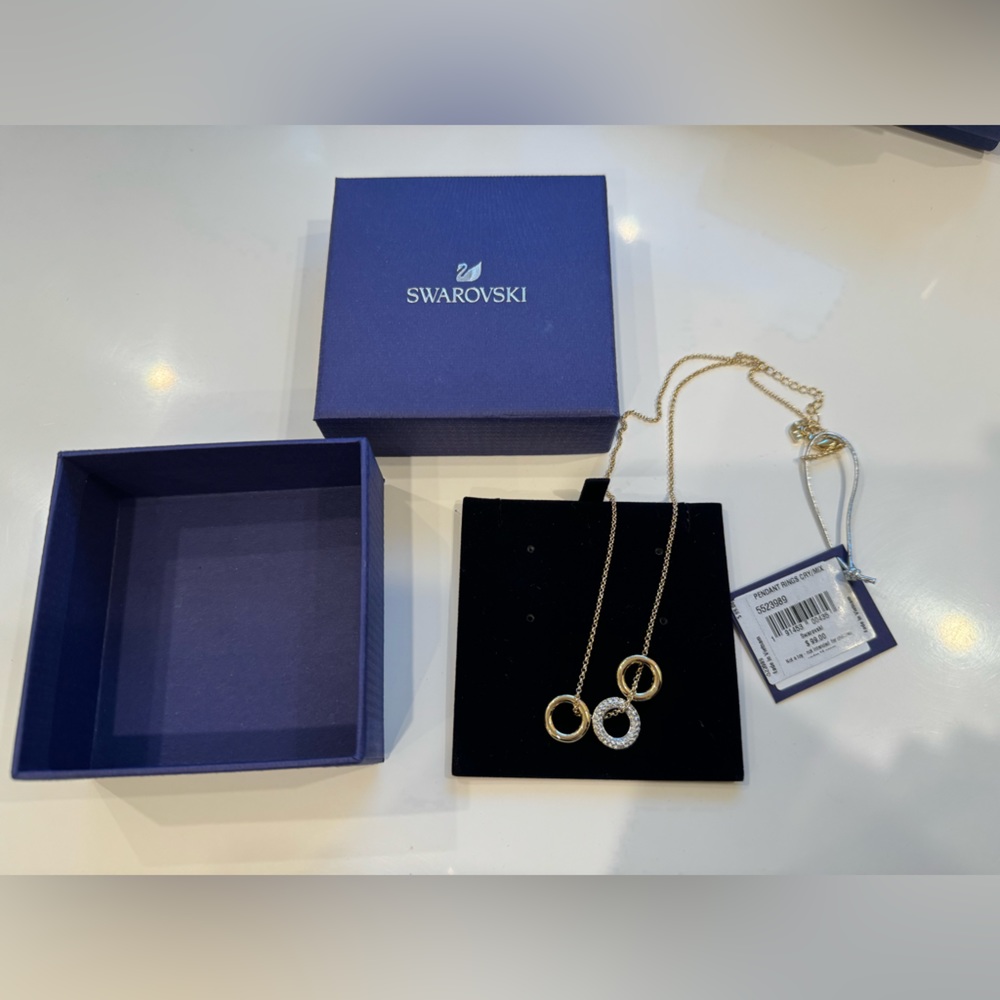 Swarovski crystal ring gold silver necklace NEW